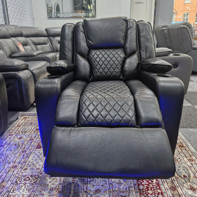 Orlando Electric Recliners Leather Arm Chair (Black, Grey,Brown) /LED LIGHTS/USB PORTS - Envogue Furniture