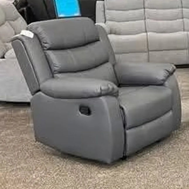 Roma Leather Recliner Sofa 3+2 Seater With Cup Holder Black/Grey