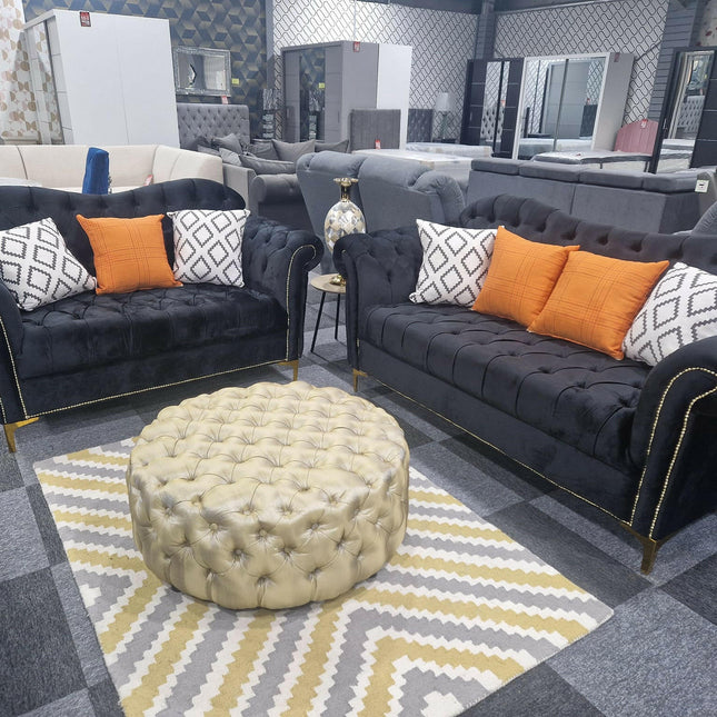 Elegance Chesterfield Sofa 3+2 Black - Envogue Furniture uk