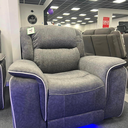 Hanna 3+2 Electric Recliner Sofa Set in Grey Micro Fabric