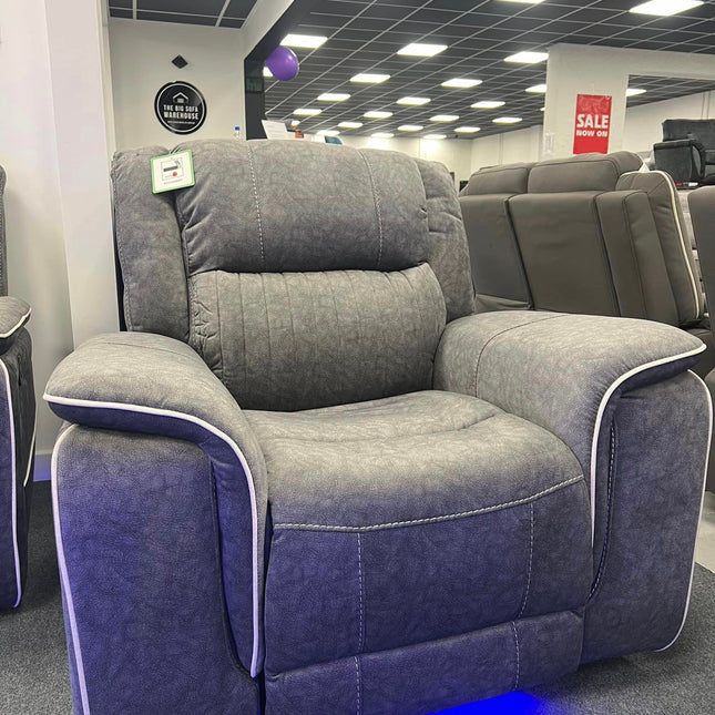 Hanna 3+2 Electric Recliner Sofa Set in Grey Micro Fabric