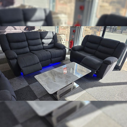 Naples 3+2 Electric Recliner Sofas Grey Chenille Fabric