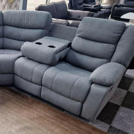 Roma Fabric Recliner Corner Sofa Grey