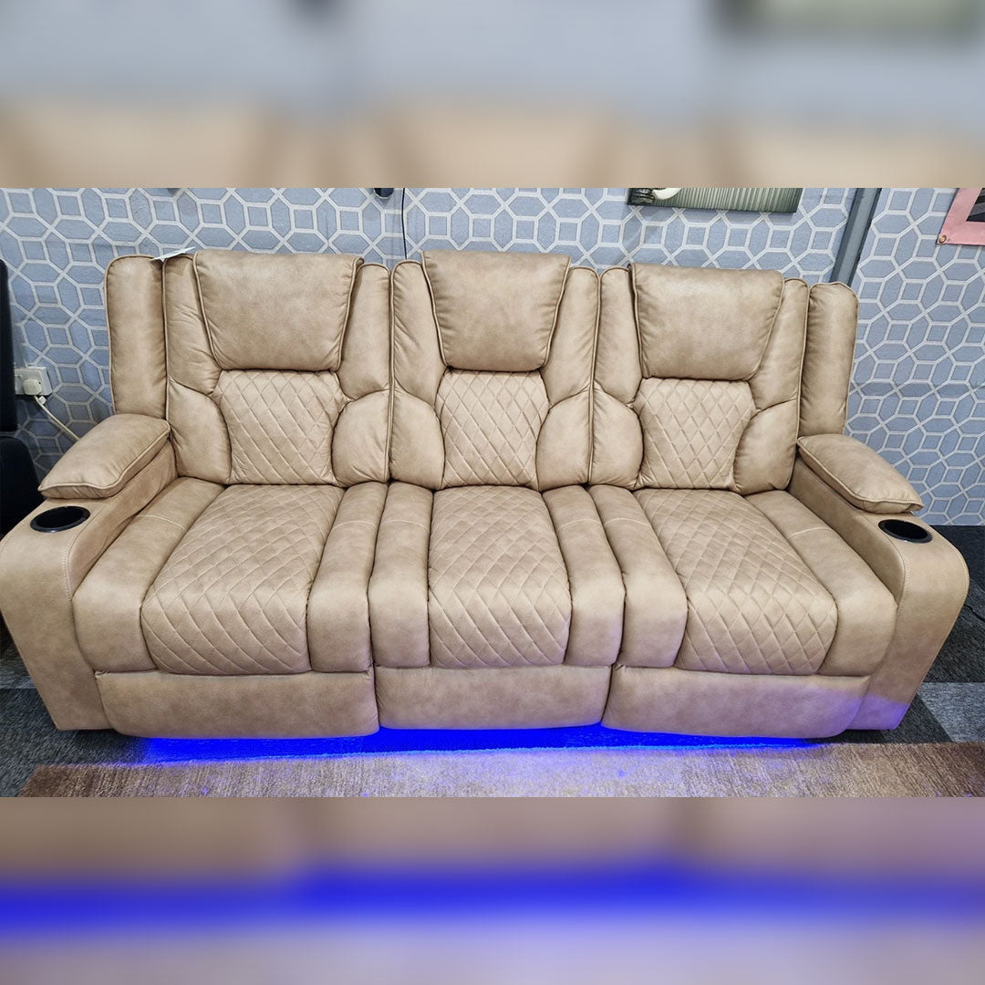 Orlando Electric Recliners 3+2 Seater Leather Sofa (Brown, Moche) /LED LIGHTS/WIRELESS CHARGER