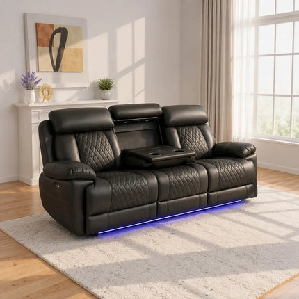 Carlisle 3+2 Leather Recliner Sofa Set | LED Lights ...