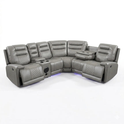 Halifax Leather Corner Sofa with Electric Recliners, LED ...
