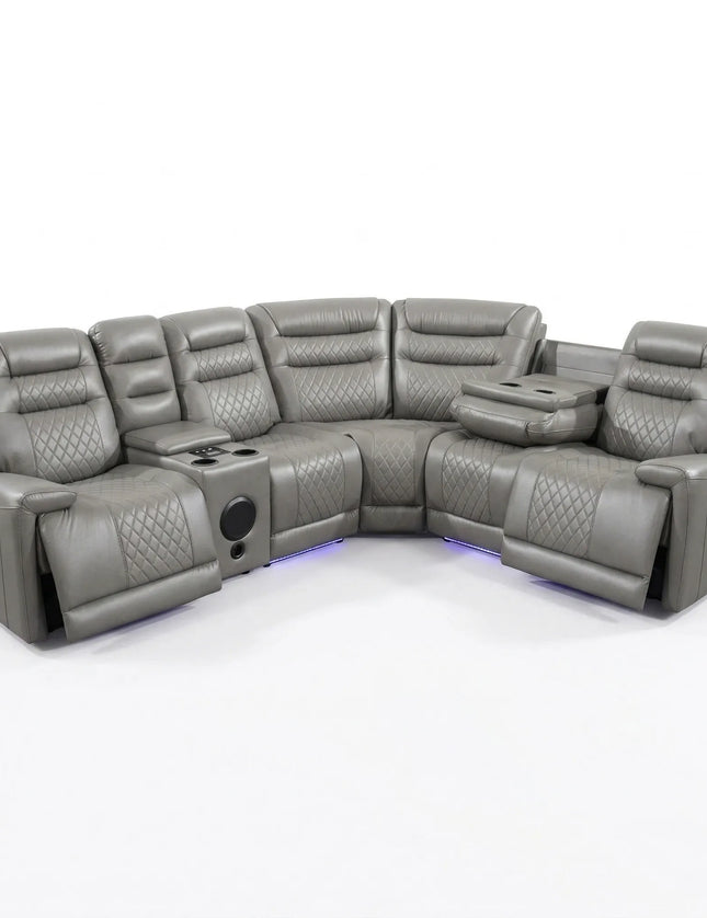 Halifax Leather Corner Sofa with Electric Recliners, LED ...
