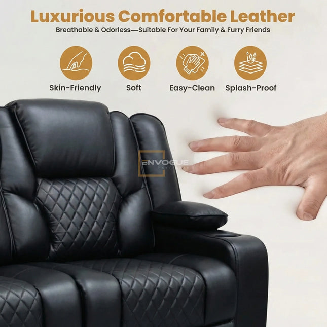 Orlando Electric Recliners 3+2 Seater Leather Sofa (Black, Grey, Brown & Moche) /LED LIGHTS/WIRELESS CHARGER