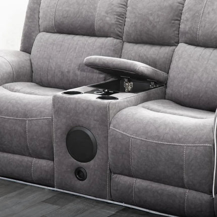 Geneva Pro Fabric Electric Recliner Sofa 3+2 Seater Set - 3+2 Seater Sofa With Bluetooth/Cooling Cup-Holders/LED Lights