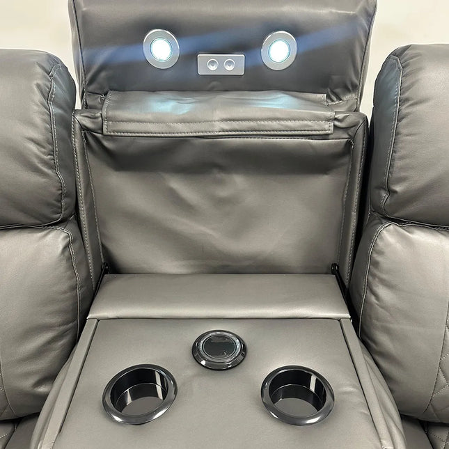 Leather Electric Recliners Sofa With Cupholders