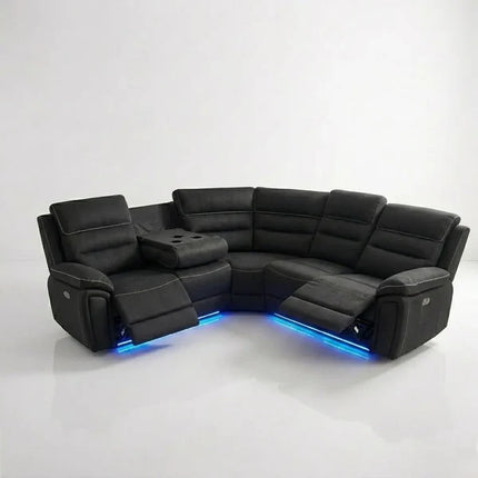 Milano Dual Power Recliner Fabric Corner Sofa
