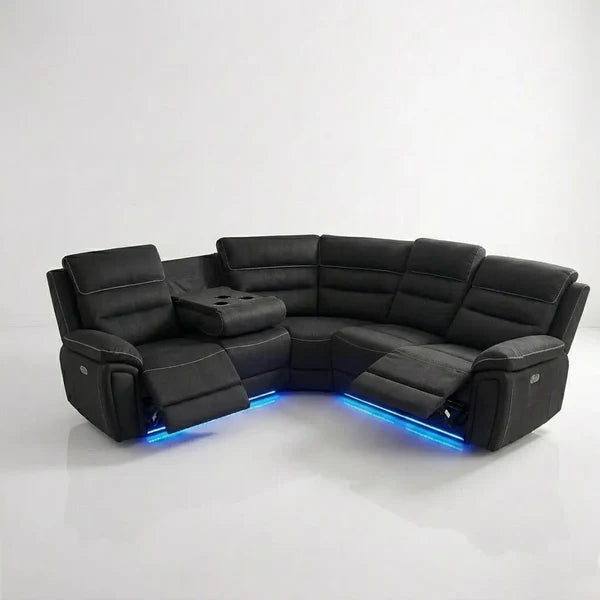 Milano Dual Power Recliner Fabric Corner Sofa
