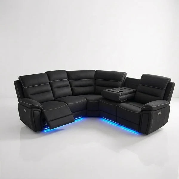 Milano Dual Power Recliner Fabric Corner Sofa
