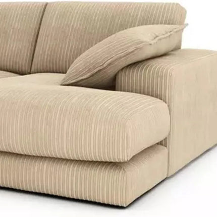 U-Shaped Jumbo Cord Fabric Sofa – Small Double-Ended Chaise Design for Living Room, Available in Black, Grey & Beige