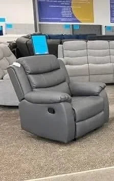 Roma Leather Recliner Sofa 3+2 Seater With Cup Holder Black/Grey