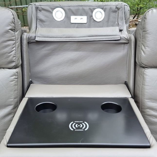 Lisbon Leather Electric Recliner Sofa 3+2 Seater – USB Ports, C-Type Port, LED Lights, Wireless Charging & Cup Holders