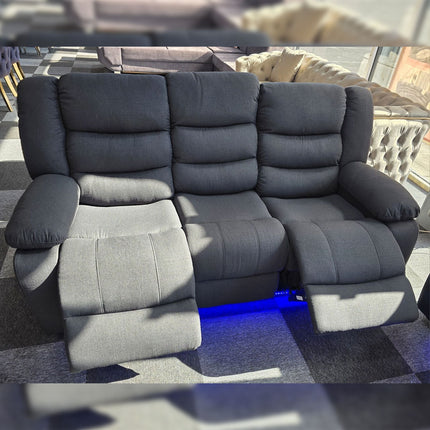 Naples 3+2 Electric Recliner Sofas Grey Chenille Fabric