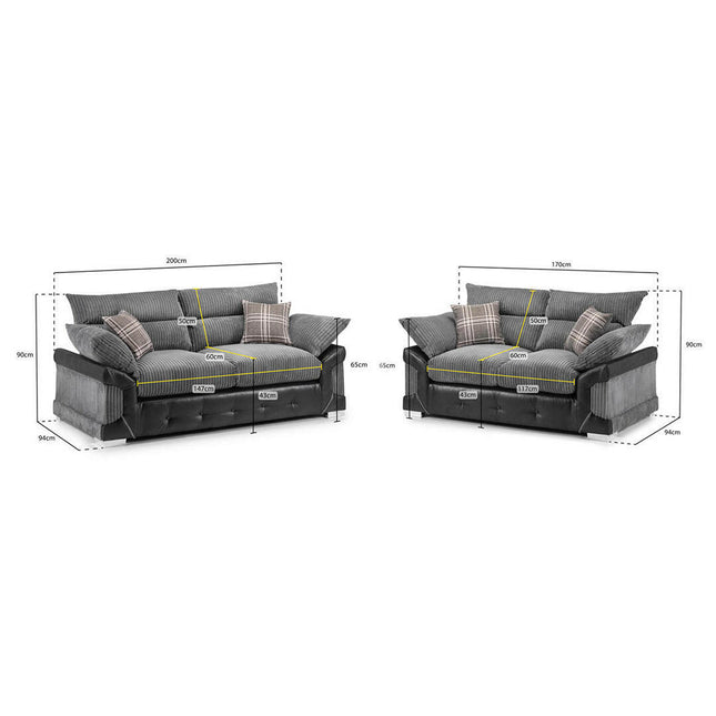 Logan Sofa 3+2 Seater - Jumbo Cord Fabric Sofa - Envogue Furniture