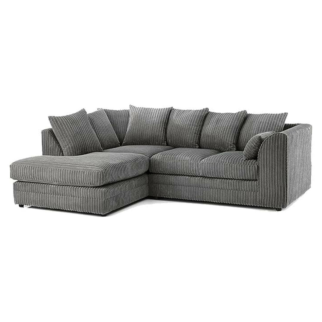 ENV Dylan Fabric Corner Sofa Black | Soft Jumbo Cord 3-4 Seater Corner Sofa