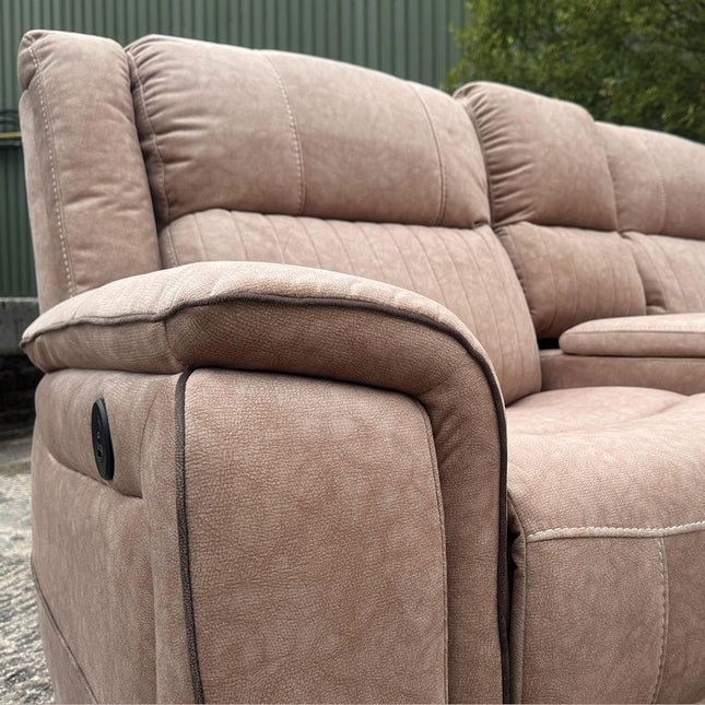 Hanna Electric Recliner Corner Sofa Grey Micro Fabric