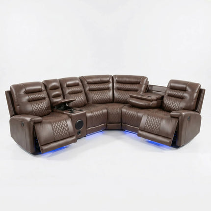 Halifax Leather Corner Sofa with Electric Recliners, LED ...

