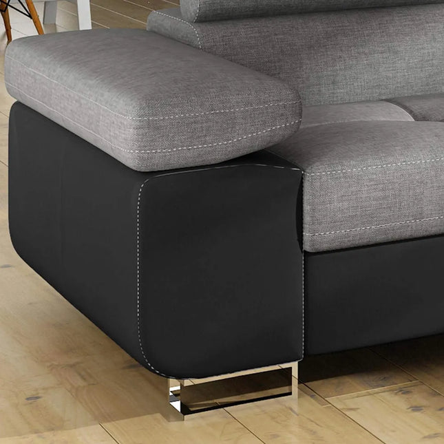 Anton Sofabed Corner Sofa Bed With Storage Box Grey-Black