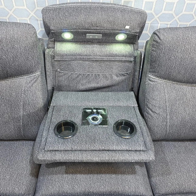 Prada Music Electric Recliners. Grey 3 + 2 Sofa Set , USB, LED, Bluetooth