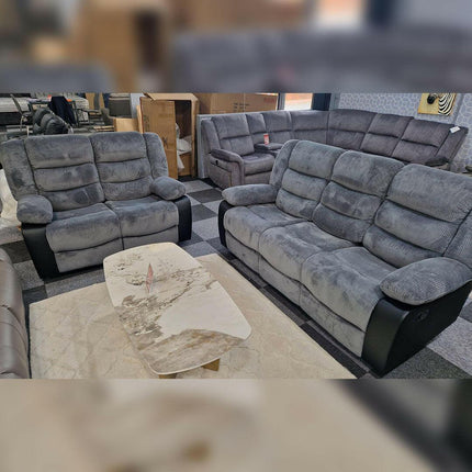 Rio Recliner 3+2 Sofa Set Grey Cord