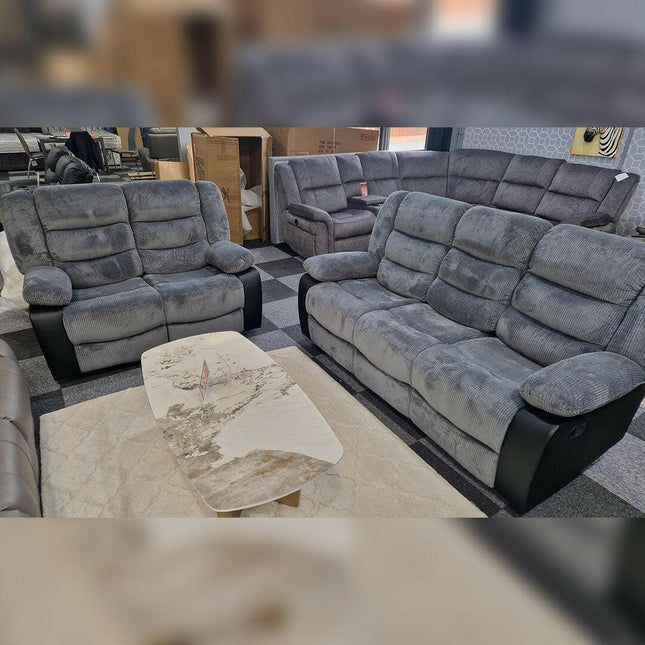 Rio Recliner 3+2 Sofa Set Grey Cord