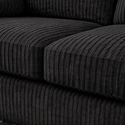 Jumbo Cord Fabric Sofa Set – Ultra Soft 3+2 Seater with Deep Cushions & Durable Wooden Frame, Available in Black, Grey & Cream