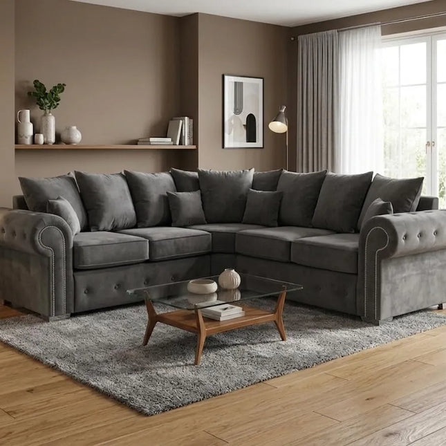 Olympia Plush Velvet Range Corner Sofa set