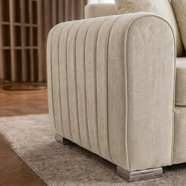 Lily Fabric Sofa Set – Modern 3+2 Seater with Plush Velvet Upholstery & Scatter Back Cushions, Available in Grey, Black, Cream & Blue
