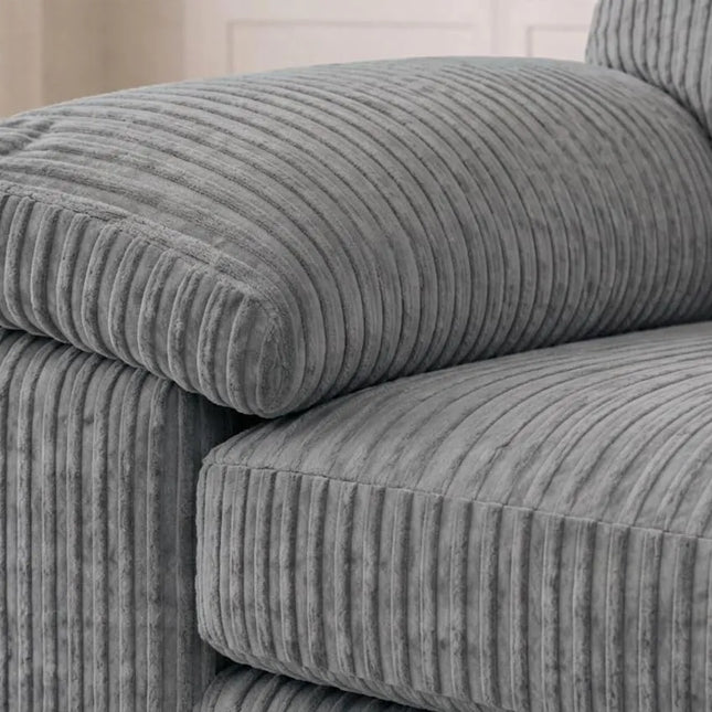 Jumbo Cord Fabric Sofa Set – Ultra Soft 3+2 Seater with Deep Cushions & Durable Wooden Frame, Available in Black, Grey & Cream