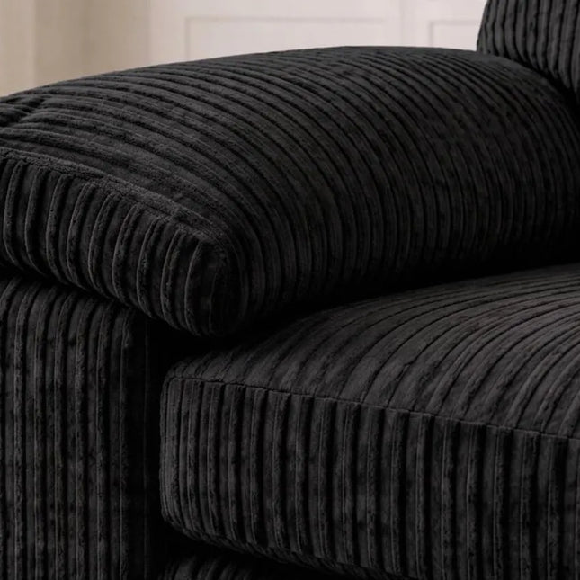 Jumbo Cord Fabric Sofa Set – Ultra Soft 3+2 Seater with Deep Cushions & Durable Wooden Frame, Available in Black, Grey & Cream