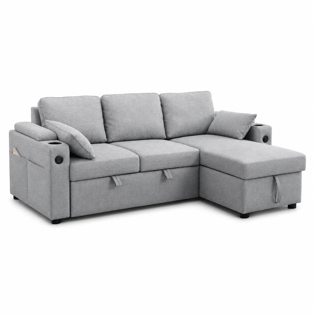 Francesca Sofa Bed (Universal) in Grey fabric - USB