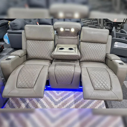 Florida 3+2 Grey Electric Recliner Sofa Set. USB, Cup Holders, LED, Bluetooth - Buy Online UK