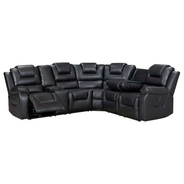 Oxford Electric Recliner Corner Sofa Grey Aire Leather