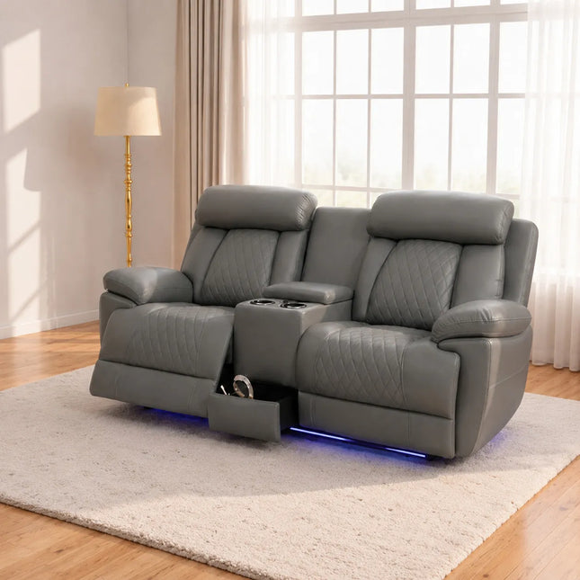 Carlisle 3+2 Leather Recliner Sofa Set | LED Lights ...