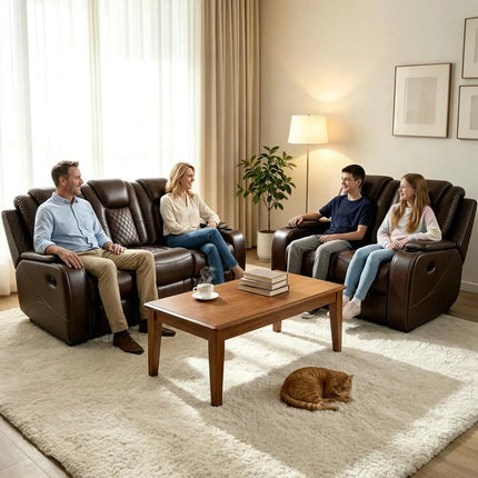 Antalya 3+2 Seater Leather Recliner Sofa