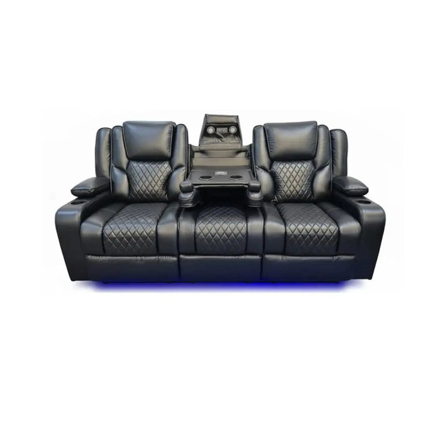 Orlando Electric Recliners 3+2 Seater Leather Sofa (Black, Grey, Brown & Moche) /LED LIGHTS/WIRELESS CHARGER