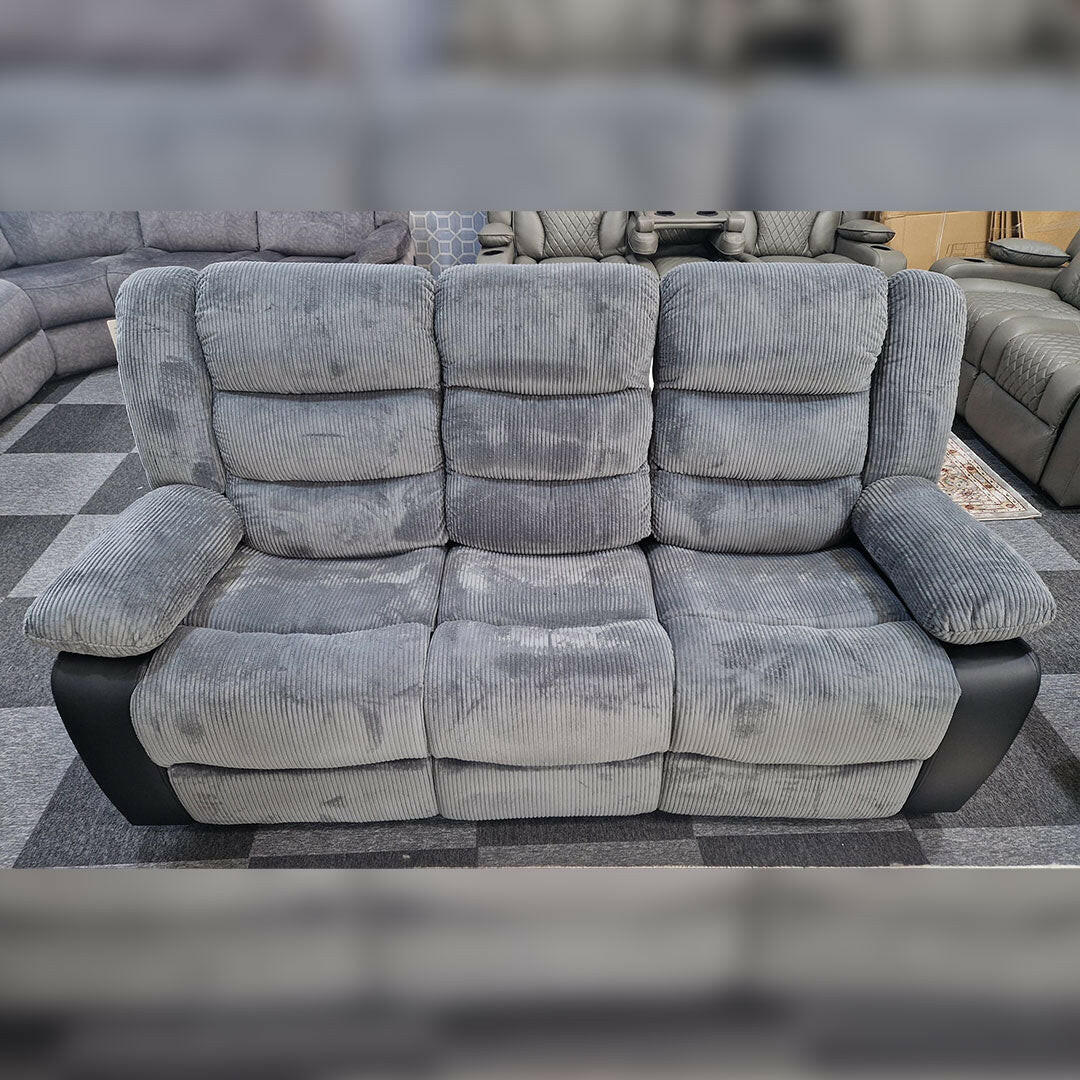 Rio Cord Fabric Recliner 3+2 Seater Sofa Grey