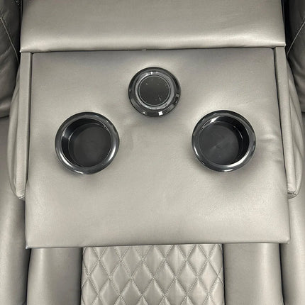 Texas Leather Electric Recliner Sofa Set 3+2 Seater with Cup Holders, LED Lights, Storage, USB Charging Ports, Type-C Charging & Wireless Charging (3+2 Seater, Black & Grey)