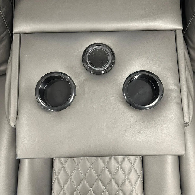 Texas Leather Electric Recliner Sofa Set 3+2 Seater with Cup Holders, LED Lights, Storage, USB Charging Ports, Type-C Charging & Wireless Charging (3+2 Seater, Black & Grey)