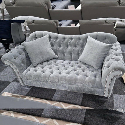 Elegance Chesterfield Sofa 3+2 GREY - Envogue Furniture