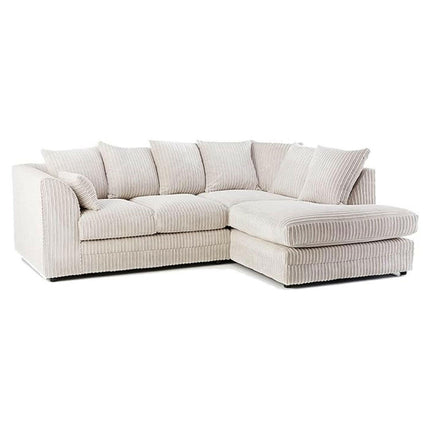 New Luxor Fabric Corner Sofa Cream | Soft Jumbo Cord 3-4 Seater Corner Sofa Right Hand Corner - Envogue Furniture uk