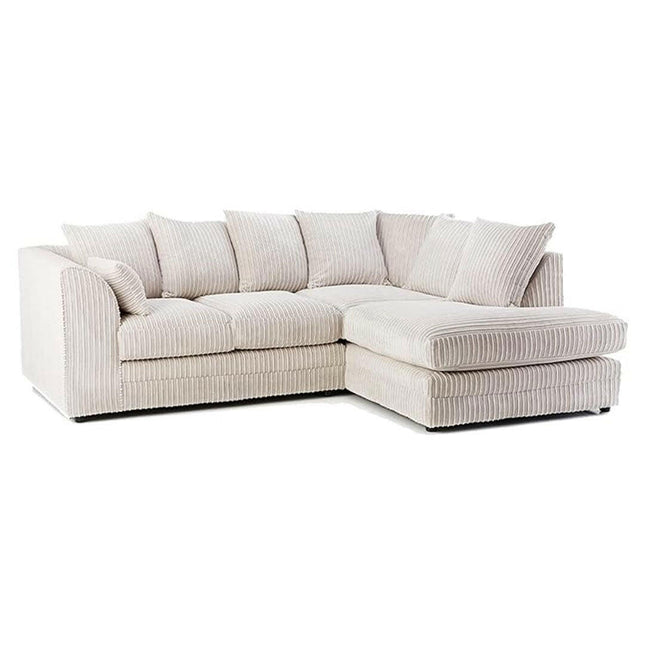 New Luxor Fabric Corner Sofa Cream | Soft Jumbo Cord 3-4 Seater Corner Sofa Right Hand Corner - Envogue Furniture uk