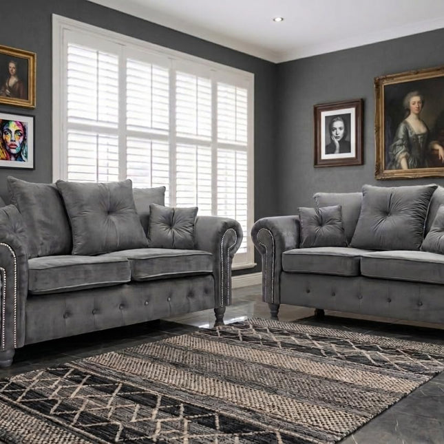 Olympia Plush Velvet 3+2 Sofa set