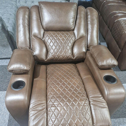 Orlando Electric Recliners Leather Arm Chair (Black, Grey,Brown) /LED LIGHTS/USB PORTS - Envogue Furniture