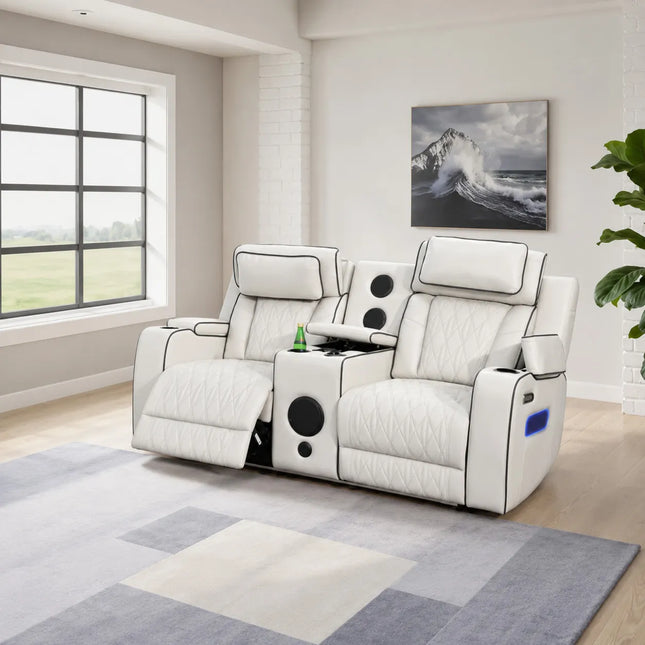 Osman Smart Leather 3+2 Seater Sofa | RGB LED, Wireless ...