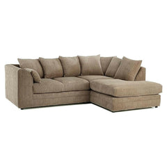 New Luxor Fabric Corner Sofa Coffee | Soft Jumbo Cord 3-4 Seater Right Hand